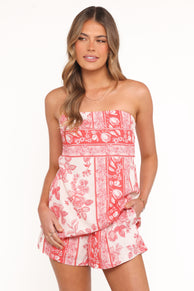 Rosemarie Strapless Top - Rose Tile
