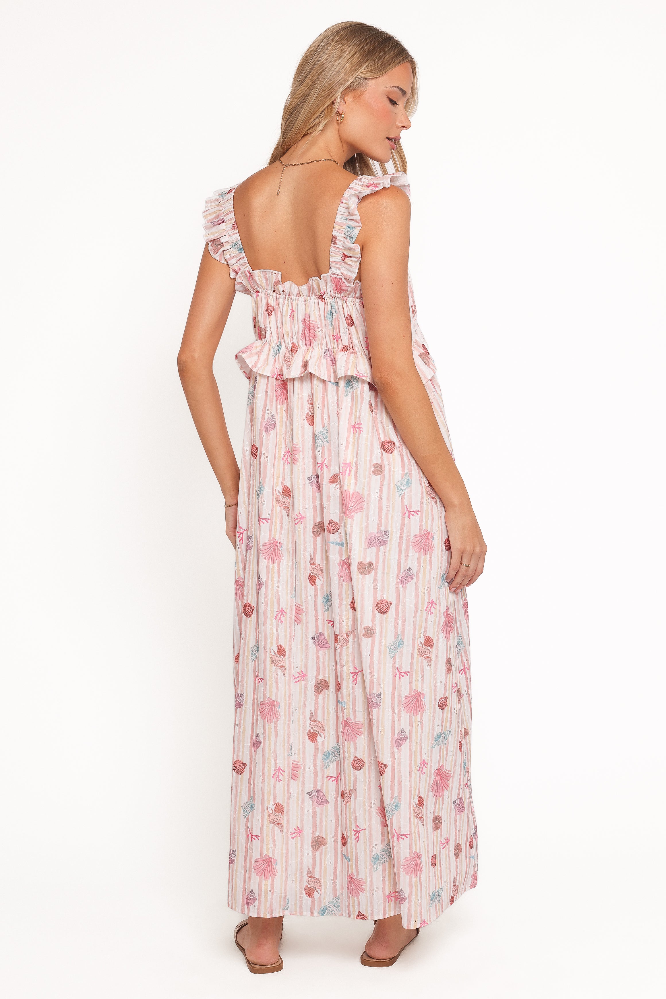 Ross Frill Strap Maxi Dress - Beach Print