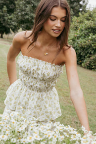 Ruthie Strapless Top - Ditsy Floral