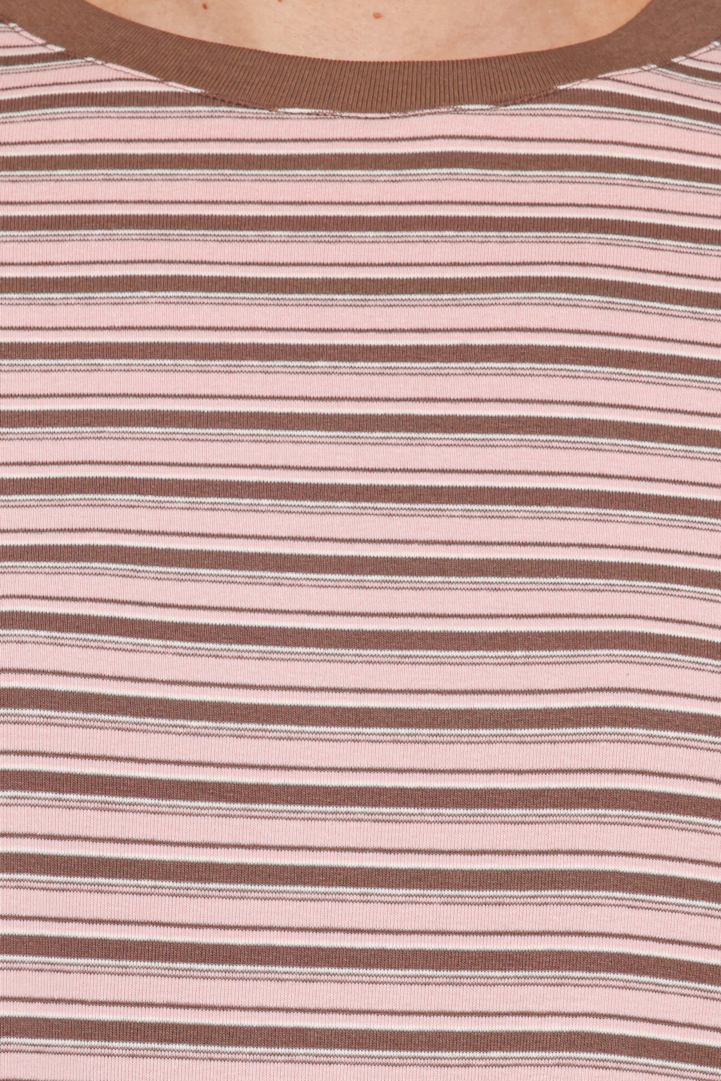 Ruva Long Sleeve Tee - Chocolate Pink Stripe
