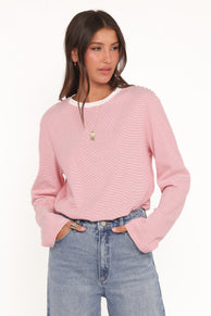 Ruva Long Sleeve Tee - Red White Stripe