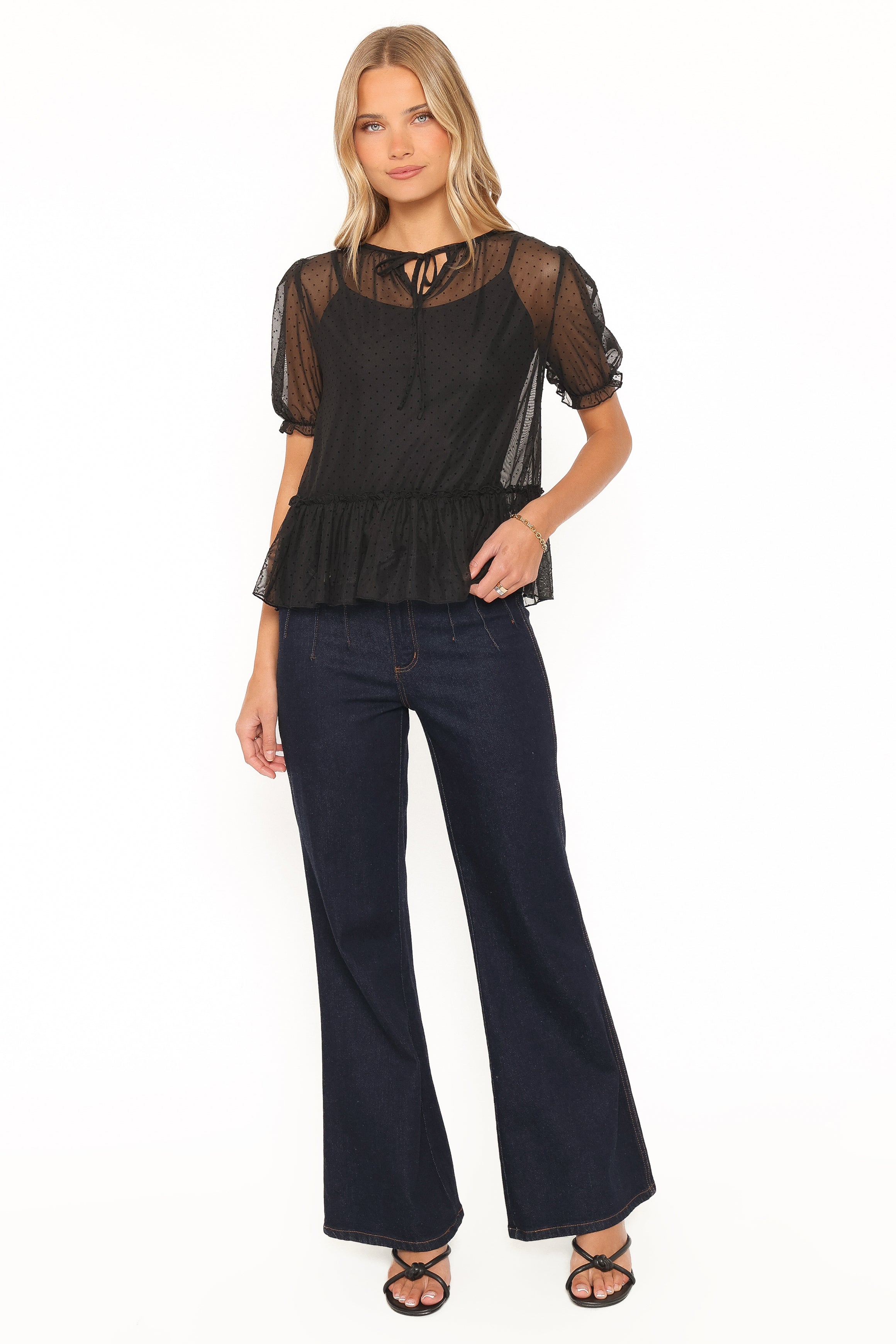 Ryan Tiered Sheer Top - Black