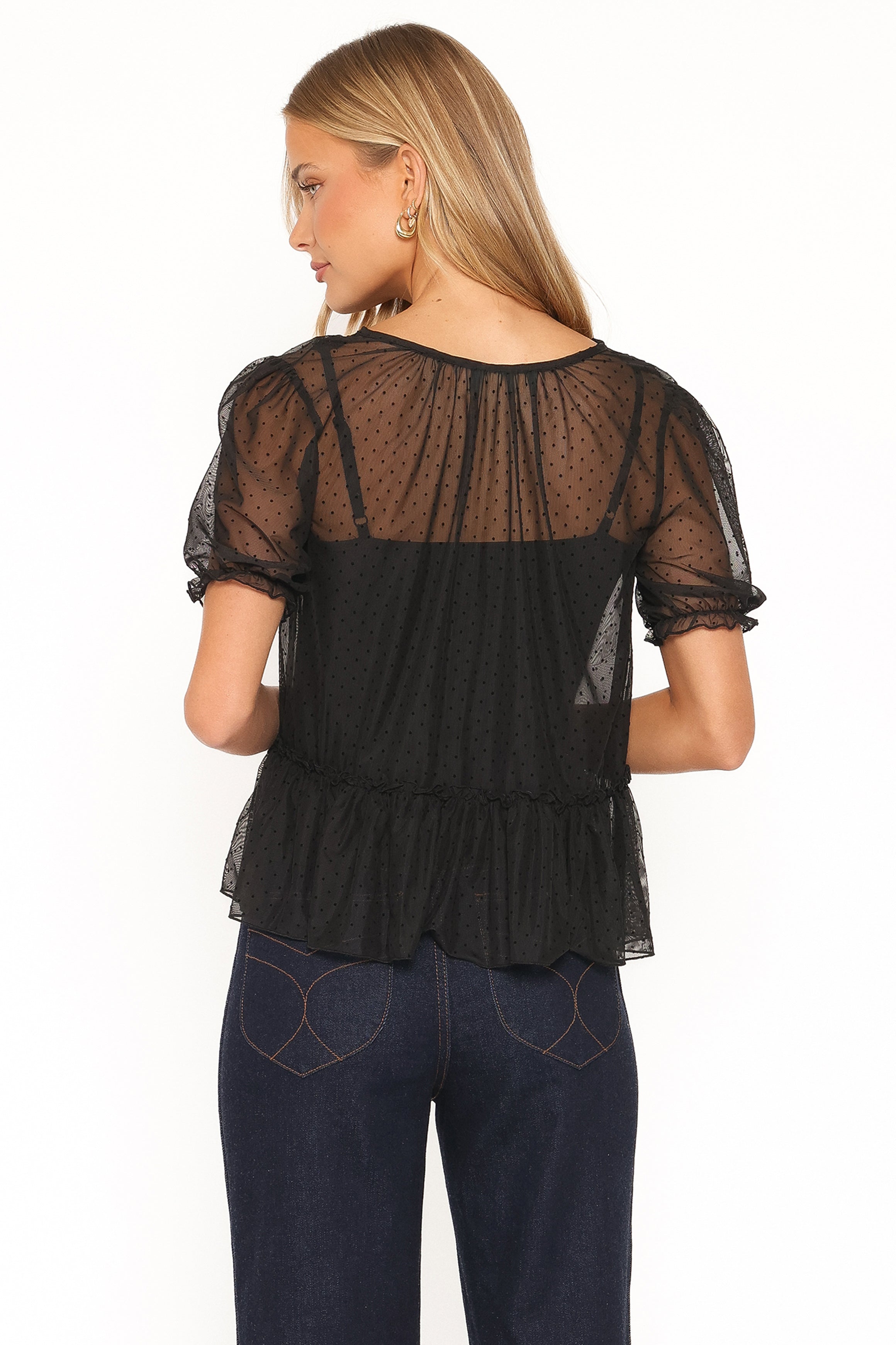 Ryan Tiered Sheer Top - Black