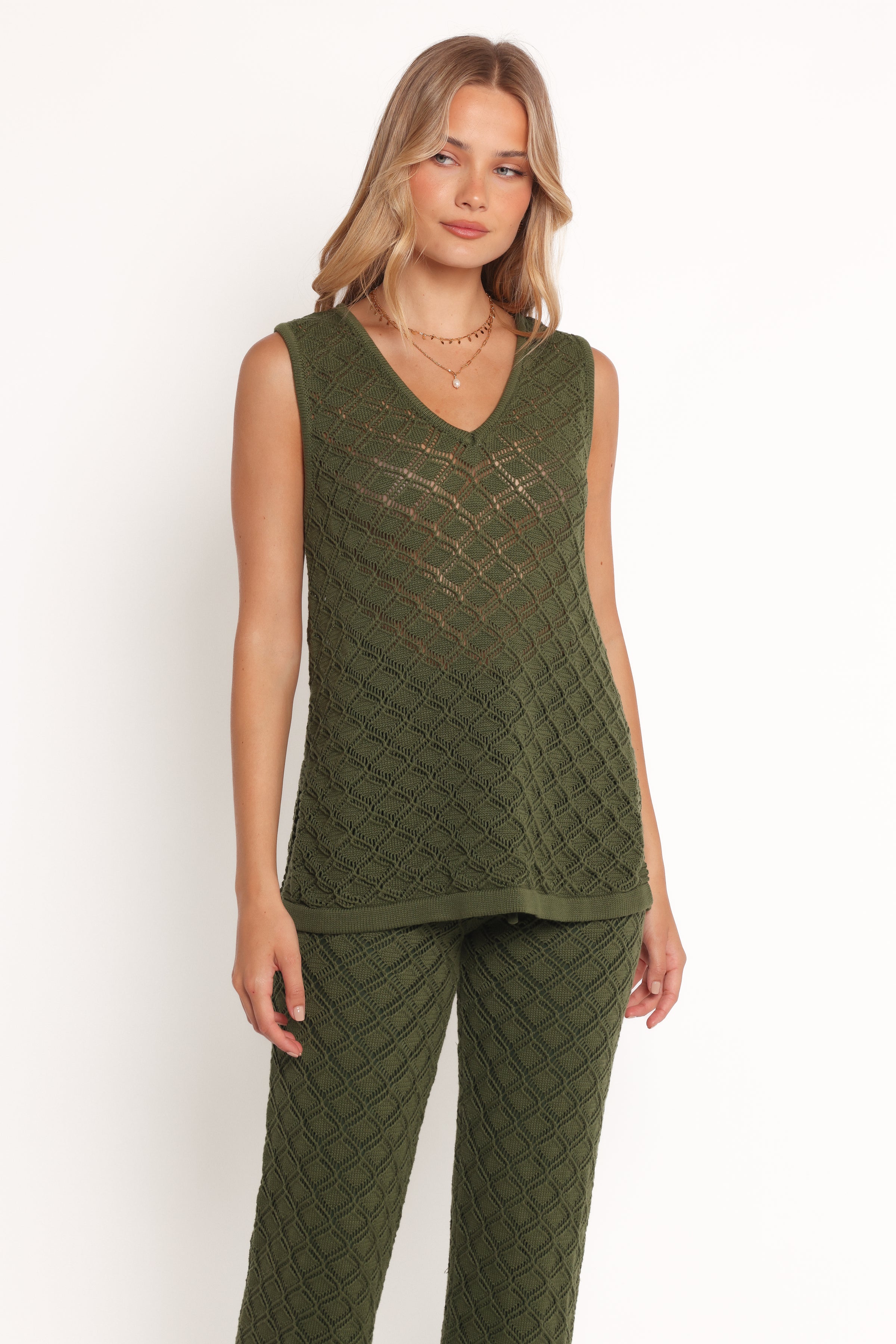 Sable Textured Knit Top - Olive