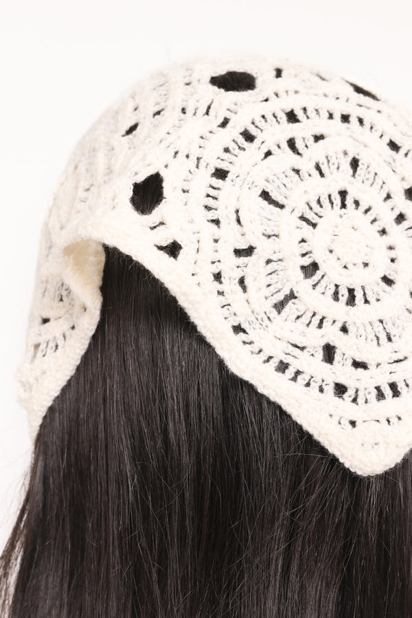 Sabrina Crochet Bandana - White