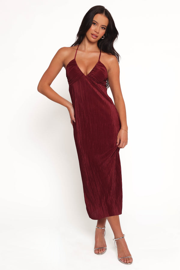 Safi Plisse Maxi Dress - Wine