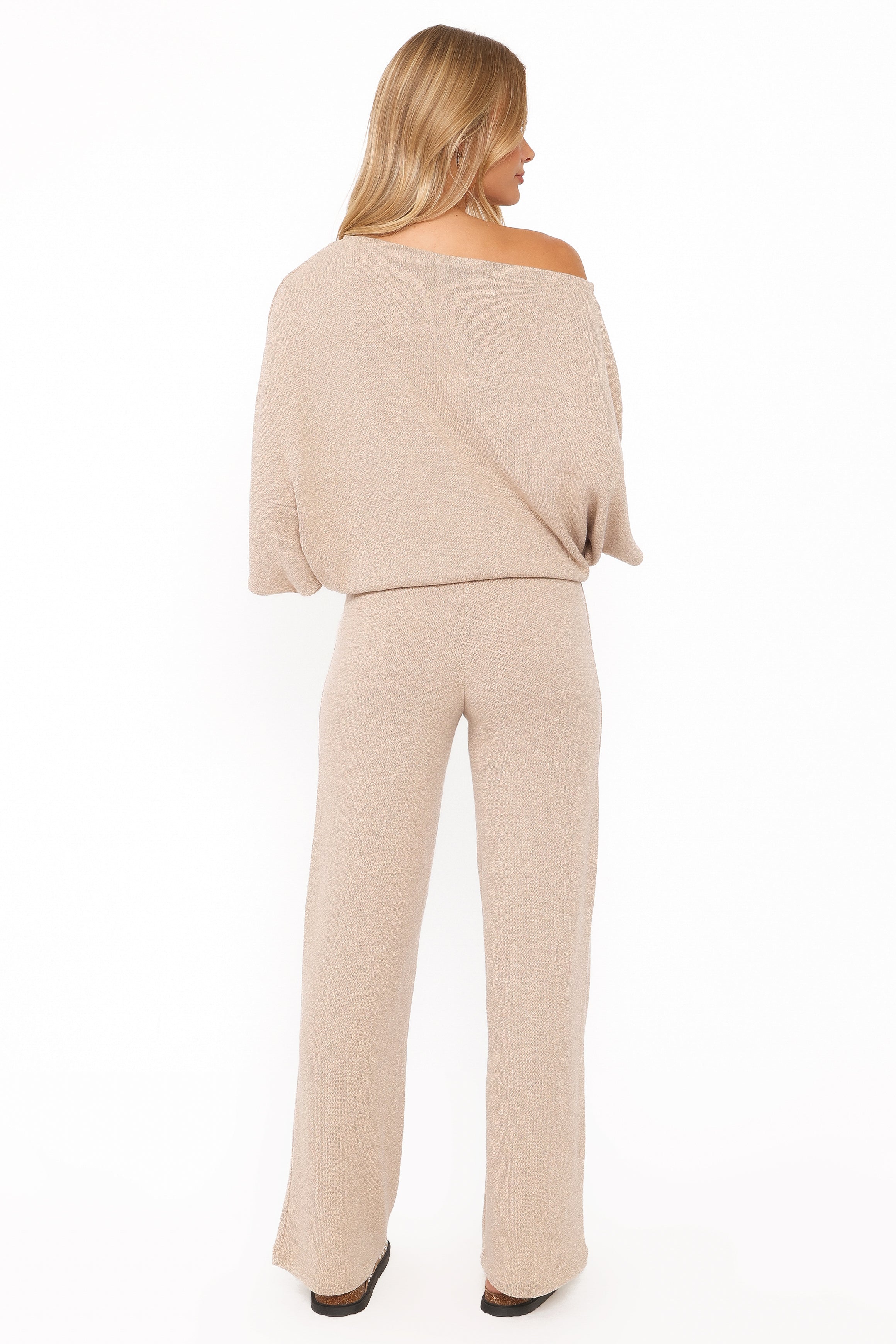 Salome Lightweight Knit Pant Set - Beige