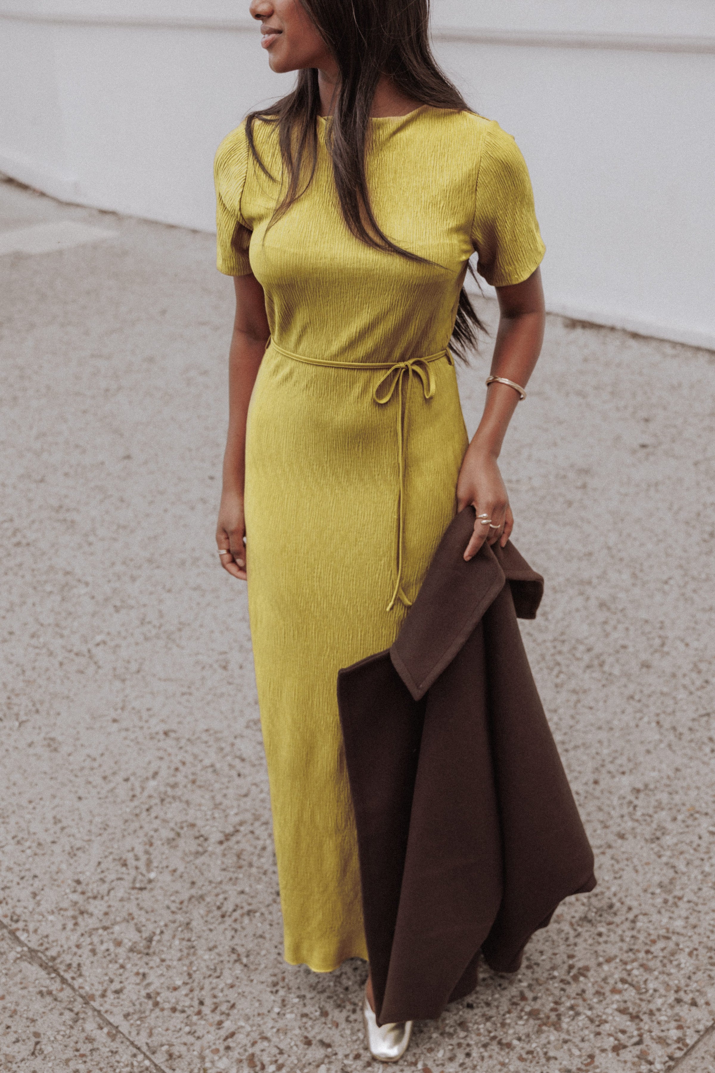 Samantha Plisse Maxi Dress - Burnished Gold