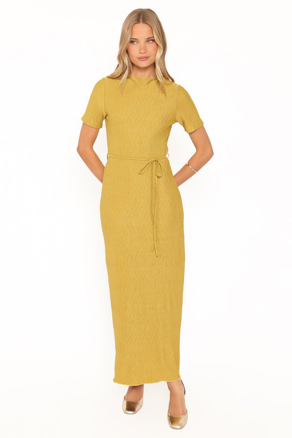 Samantha Plisse Maxi Dress - Burnished Gold