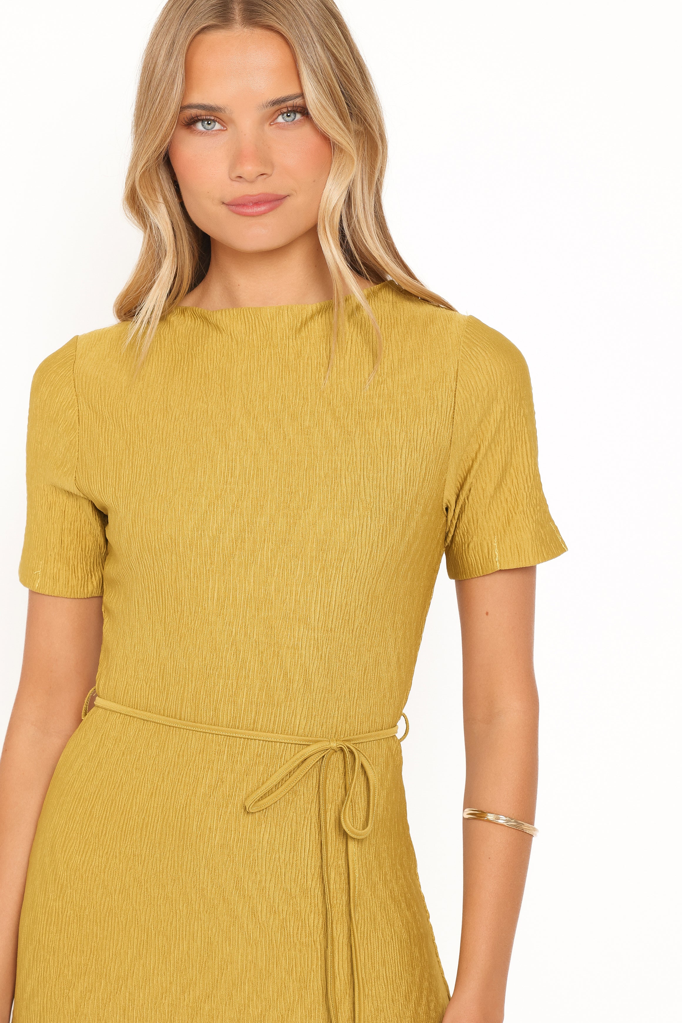 Samantha Plisse Maxi Dress - Burnished Gold