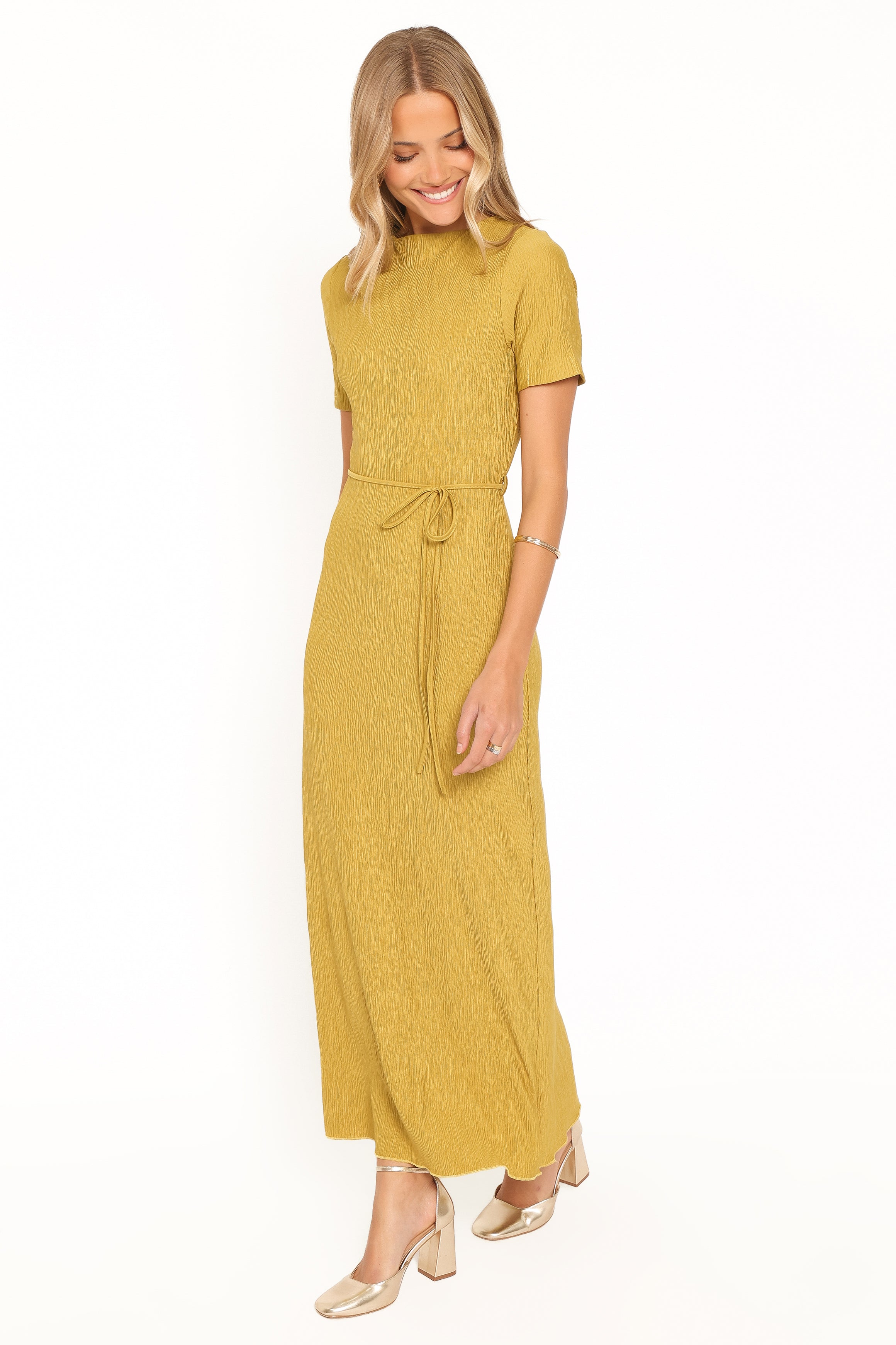 Samantha Plisse Maxi Dress - Burnished Gold
