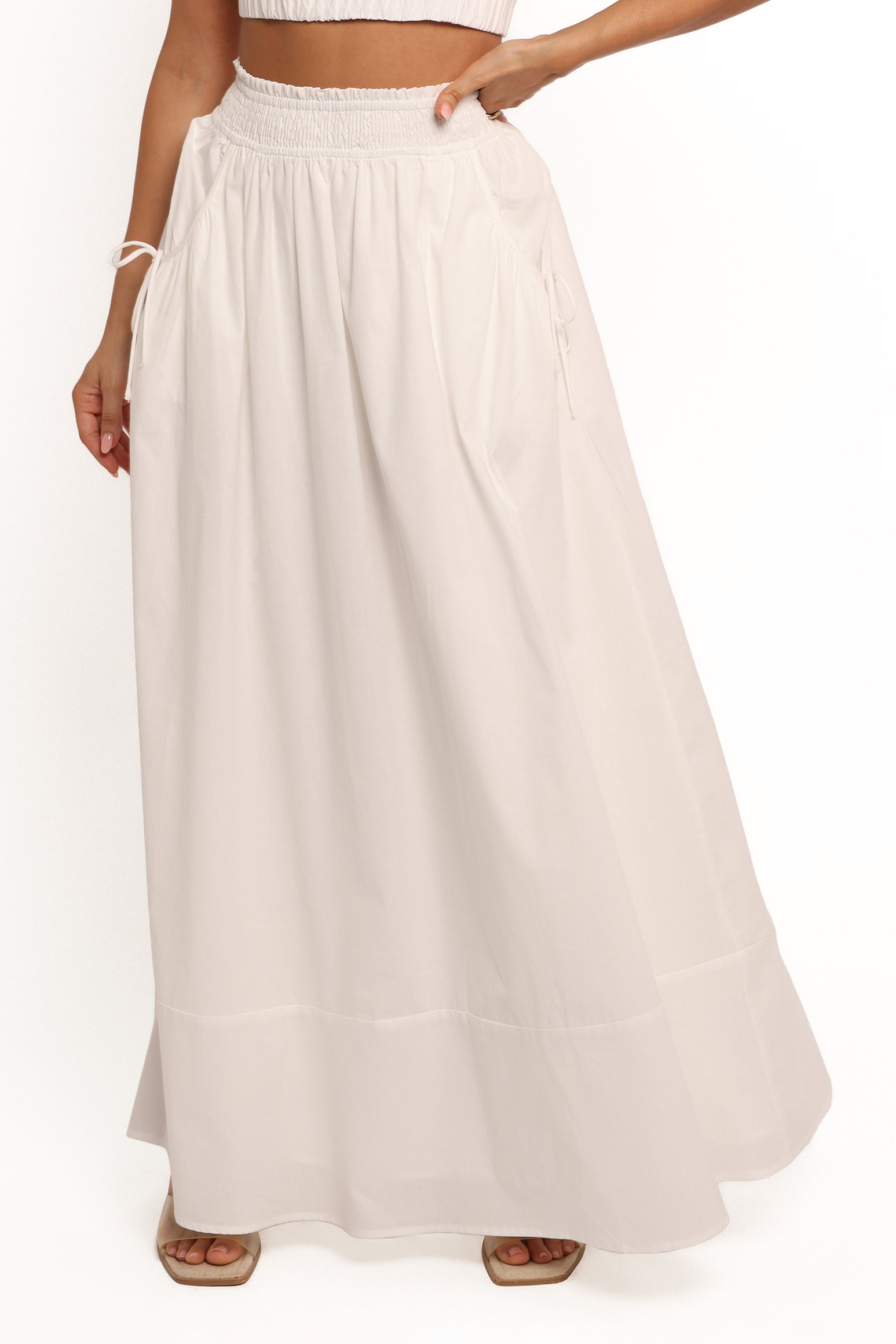 Savie Bow Detail Maxi Skirt - White