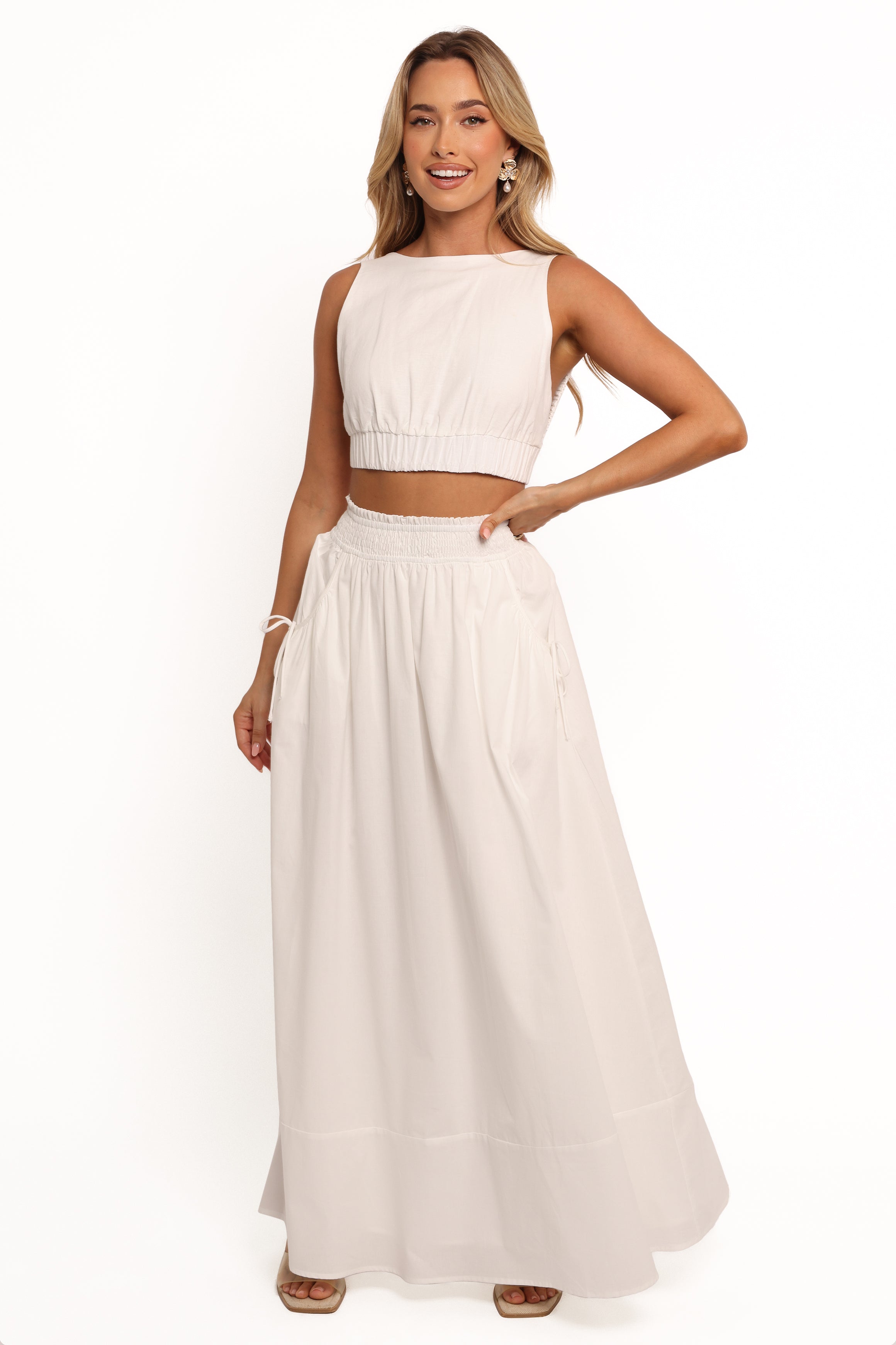 Savie Bow Detail Maxi Skirt - White