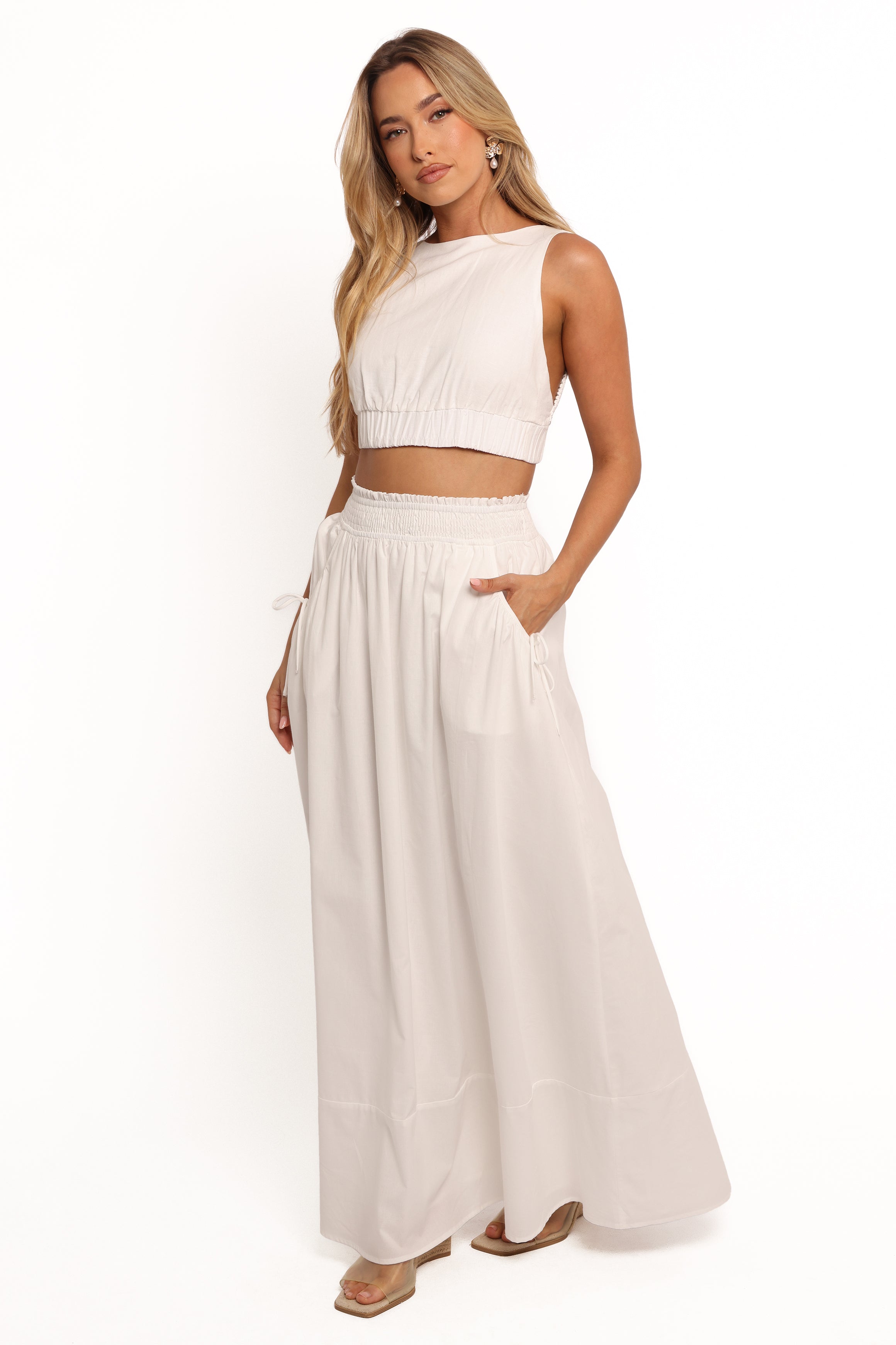 Savie Bow Detail Maxi Skirt - White