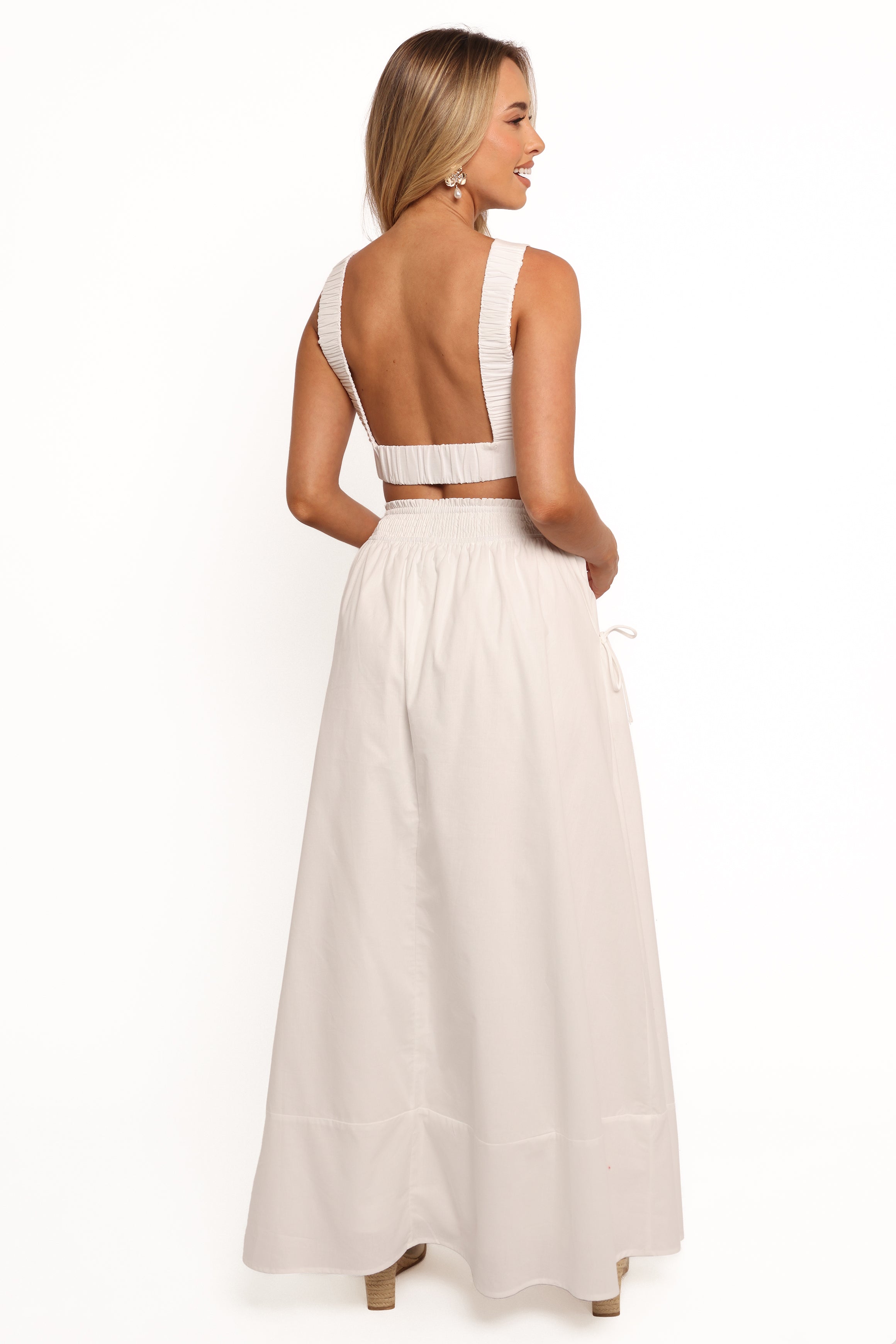 Savie Bow Detail Maxi Skirt - White