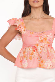 Seana Top - Pink Floral