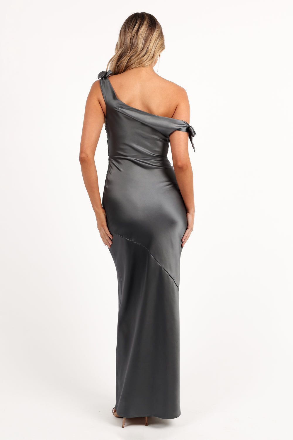 Collective Dress - Selma Off Shoulder Maxi Dress - Steel Gray fifth image