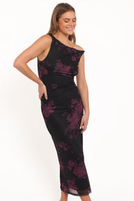 Sharny Midi Dress - Berry Floral