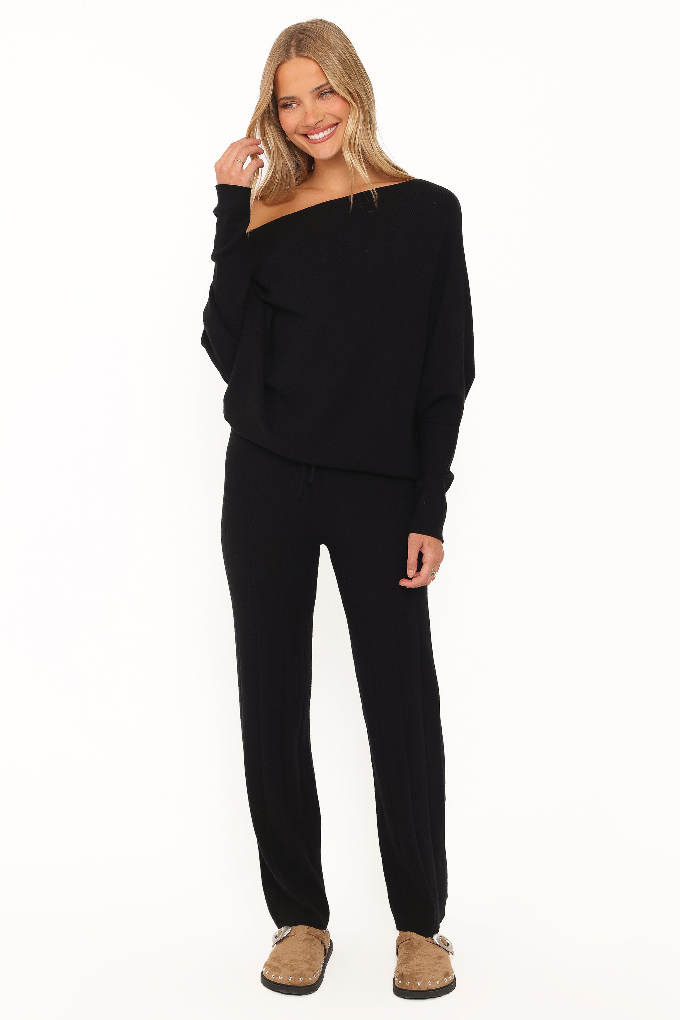 Sheena Dolman Sleeve Pant Set - Black