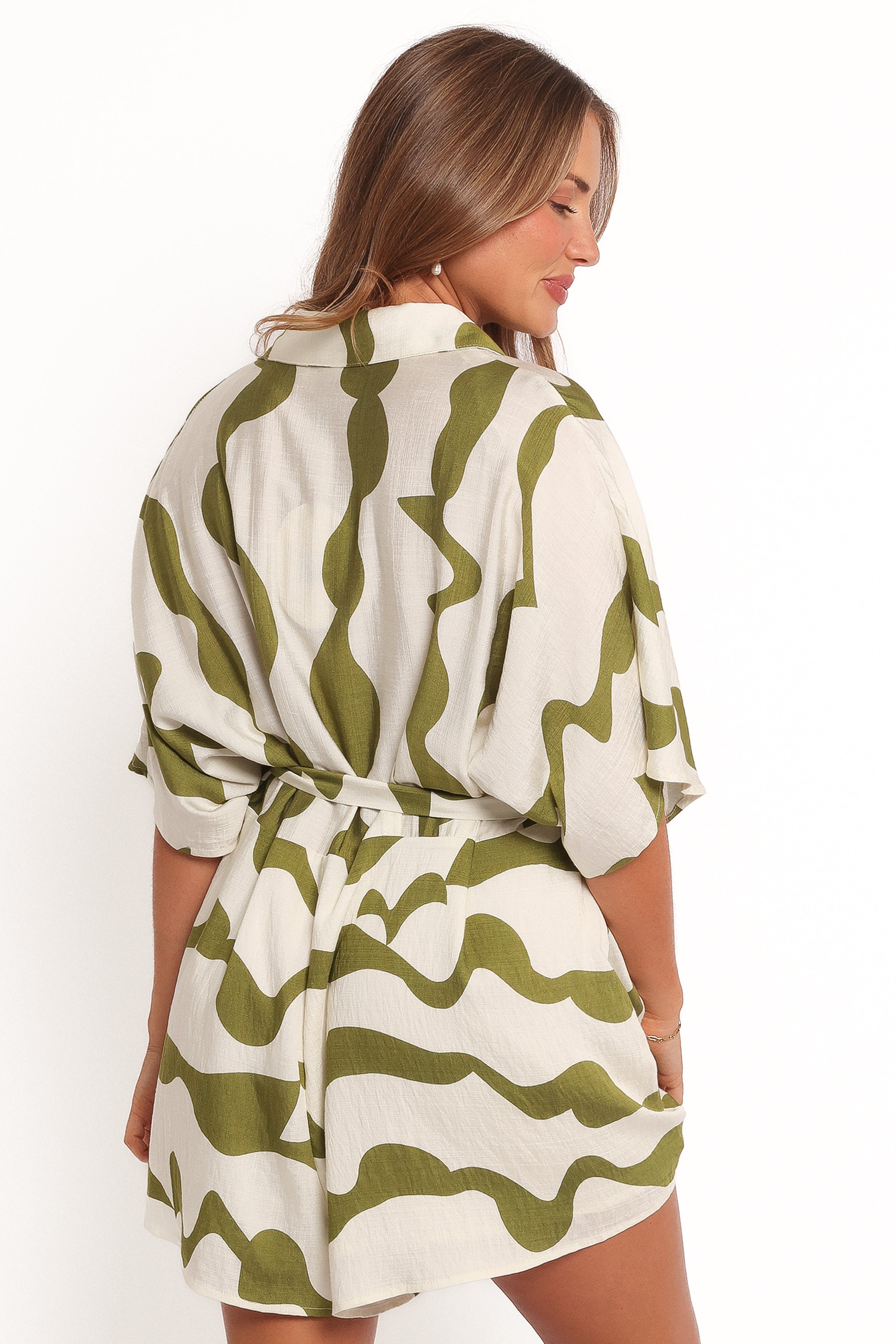 Sheily Tie Waist Playsuit - Green