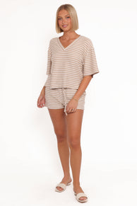 Shelly Knit Short Set - Beige Cream