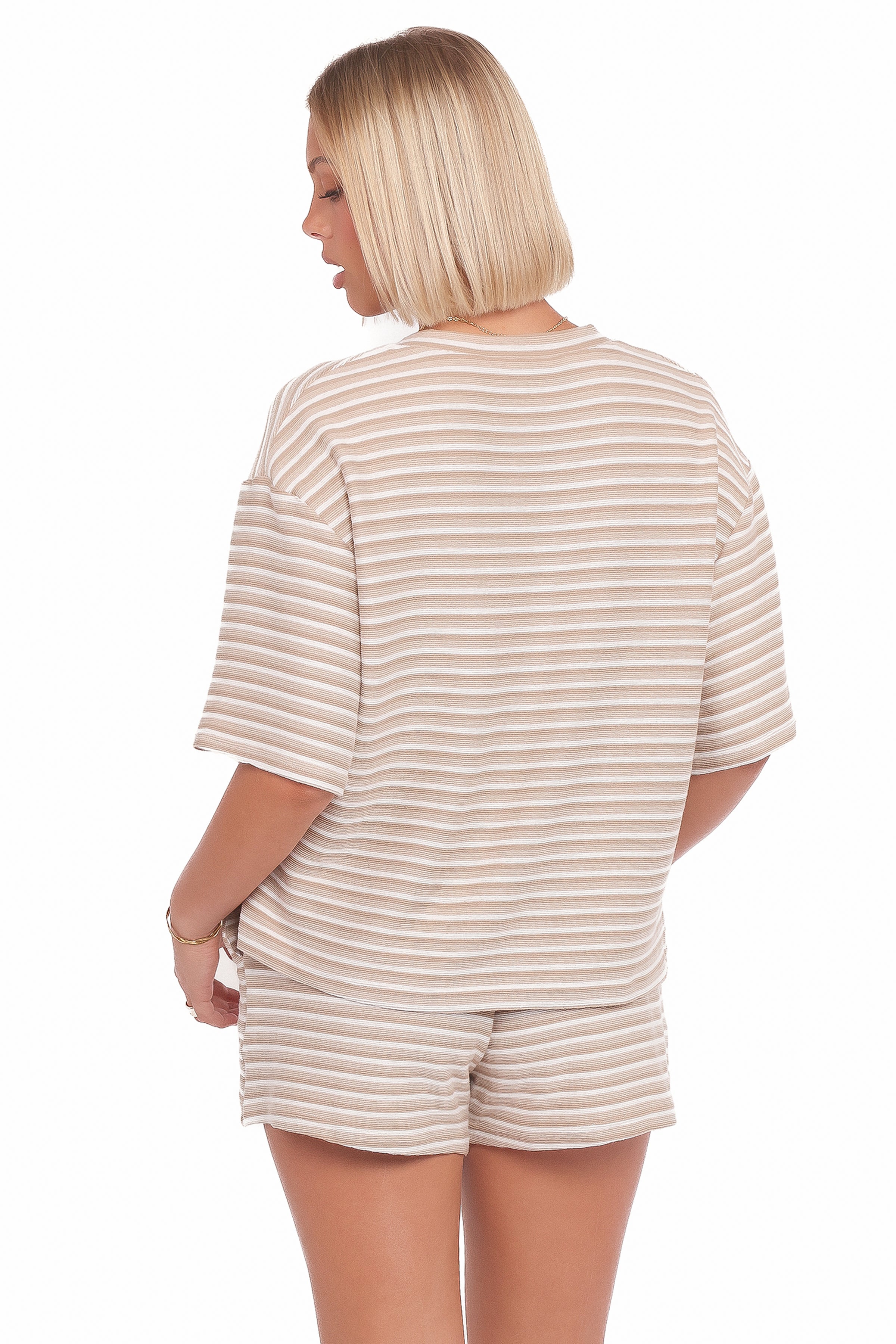 Shelly Knit Short Set - Beige Cream