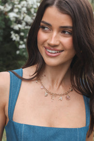 Sienna Charm Necklace - Gold Pink