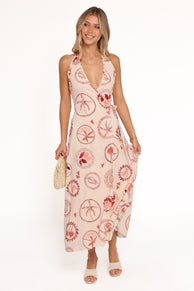 Sierra Wrap Midi Dress - Vacay Print