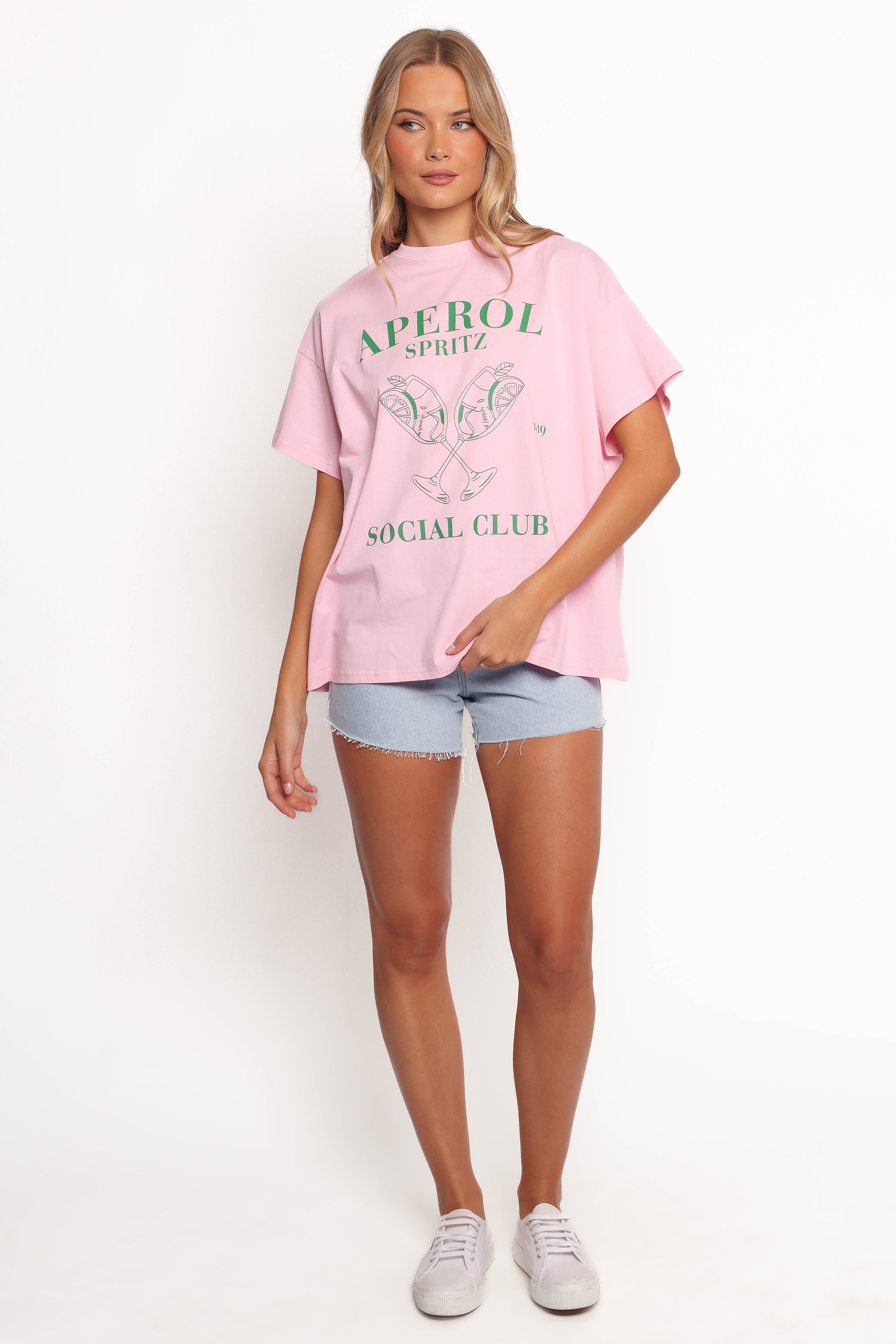 Social Club Tee - Pink Green