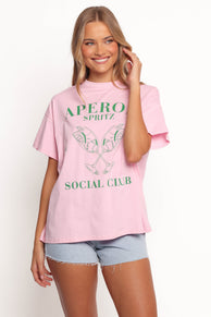 Social Club Tee - Pink Green