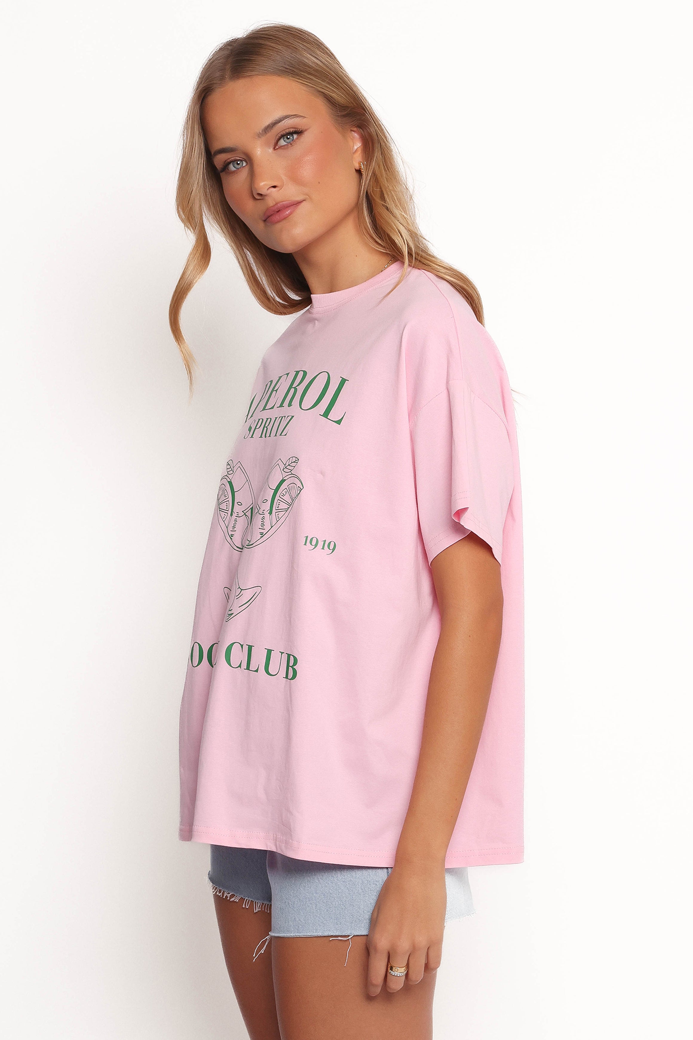 Social Club Tee - Pink Green
