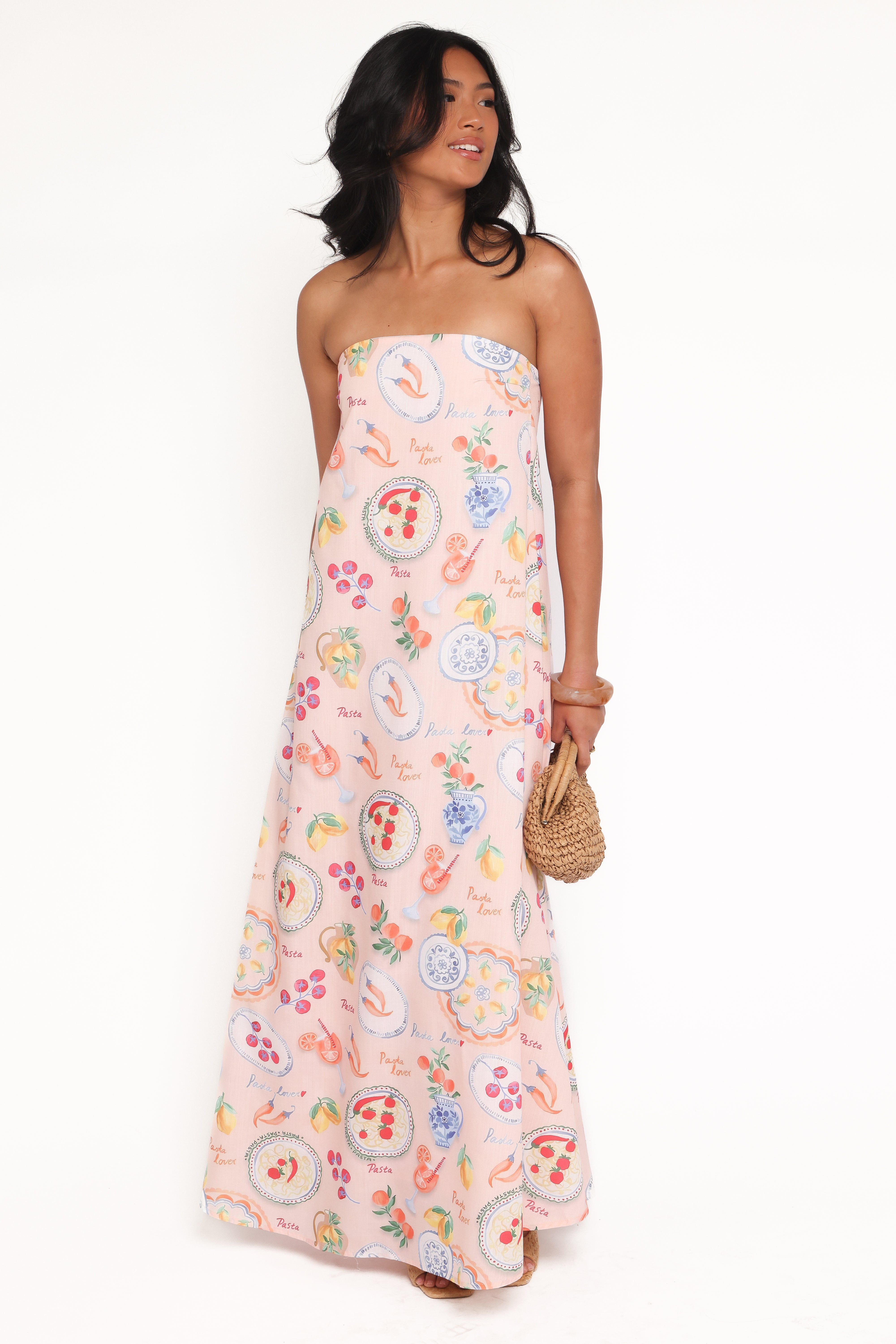 Soph Strapless Maxi Dress - Pasta Print