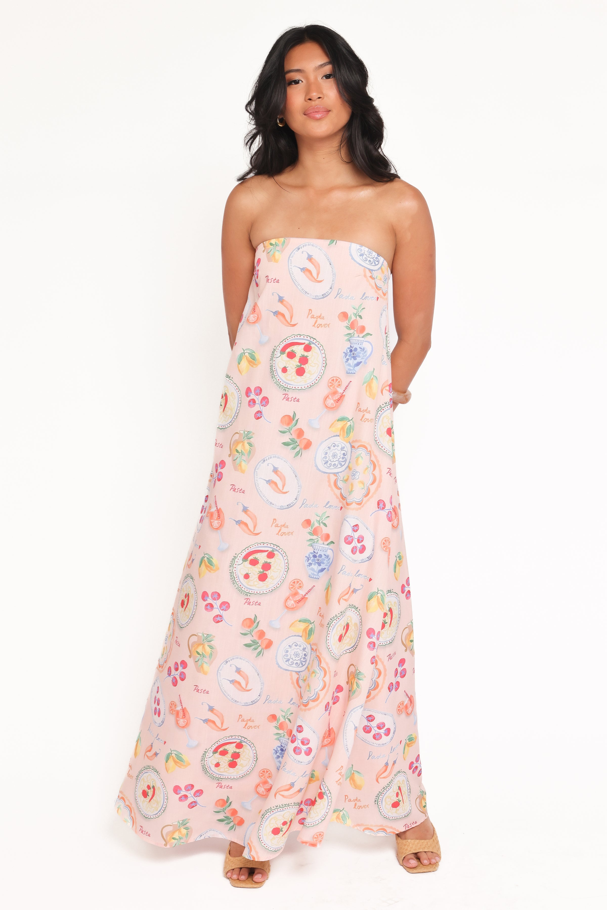 Soph Strapless Maxi Dress - Pasta Print