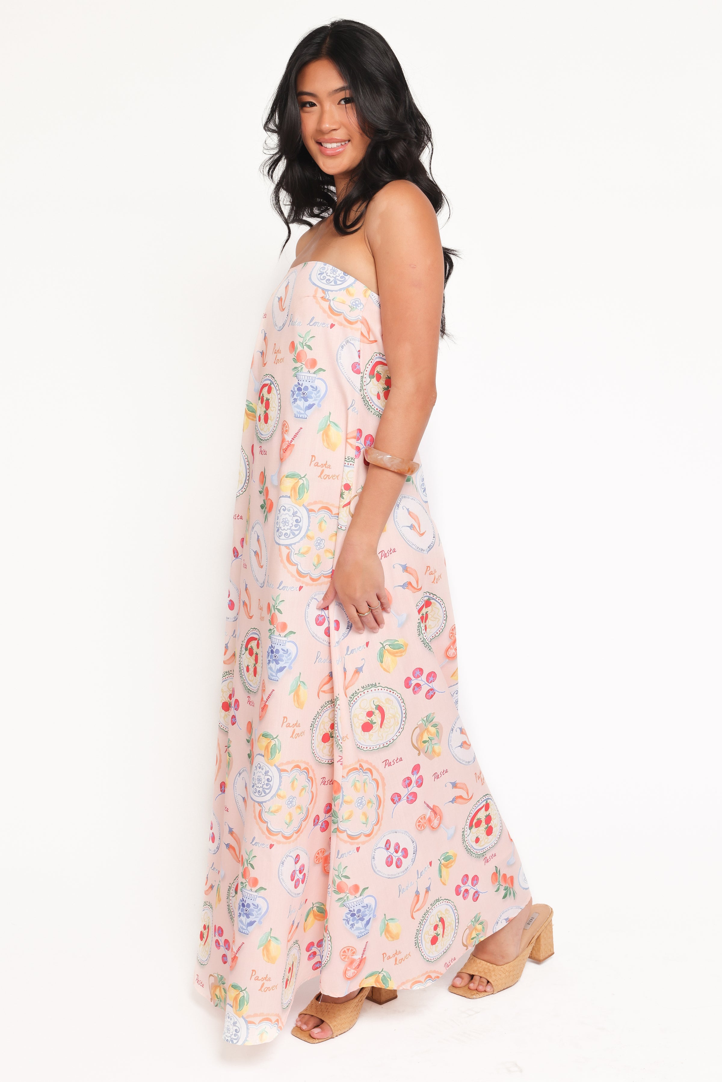 Soph Strapless Maxi Dress - Pasta Print