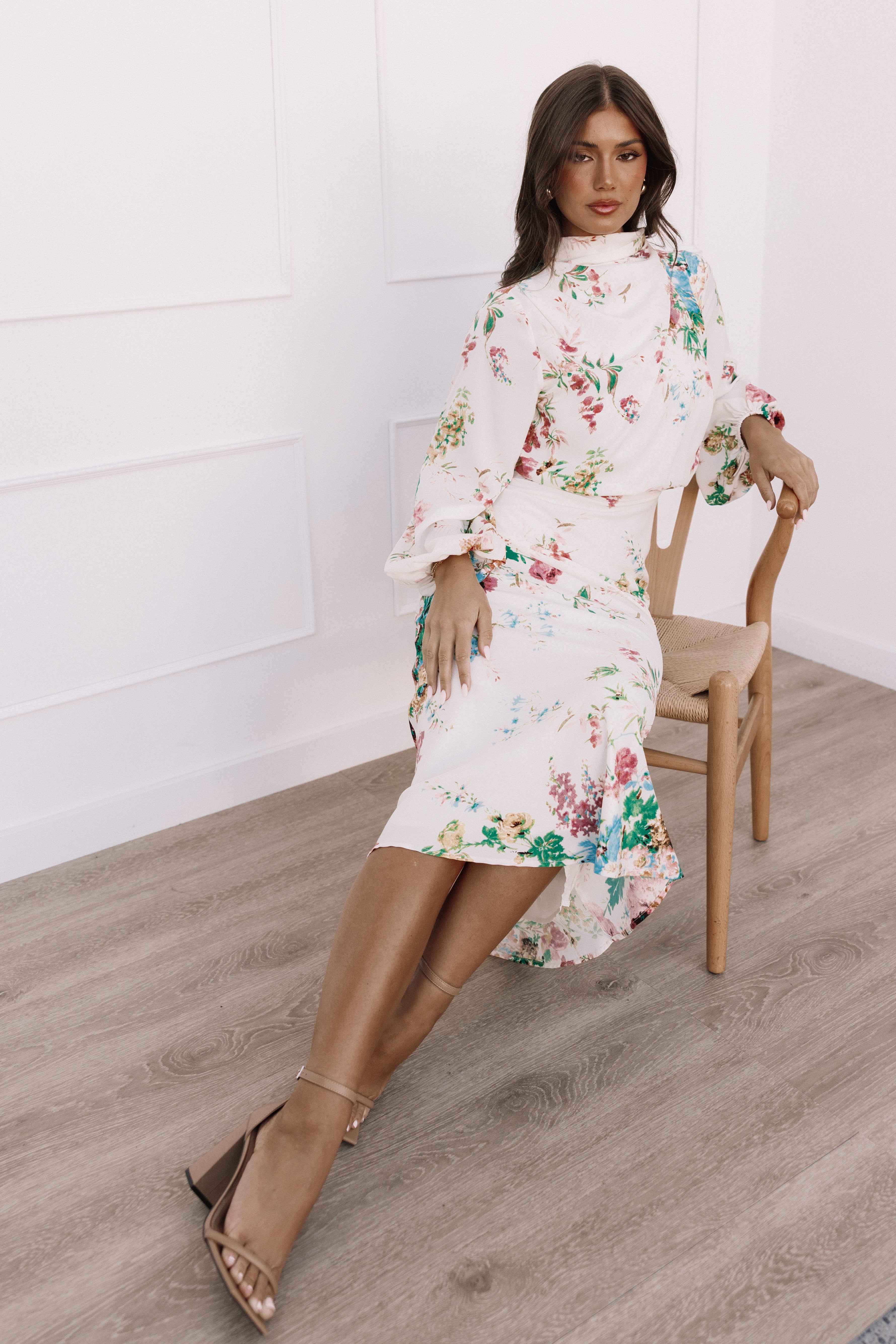 Sophia Long Sleeve Dress White Floral