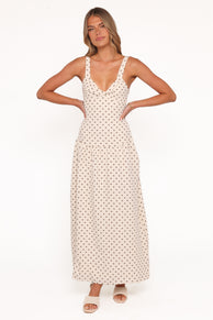 Sophina Midi Dress - Brown Polka Dot