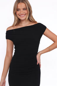Spencer Off Shoulder Midi Dress - Black