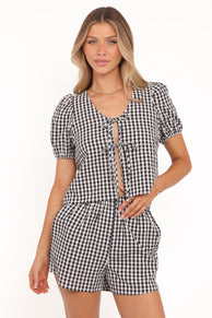 Stacy Short Set - Black Gingham