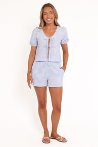 Stacy Short Set - Blue Gingham