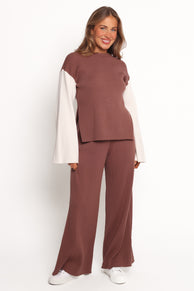 Sylvie Knitted Top - Brown Cream