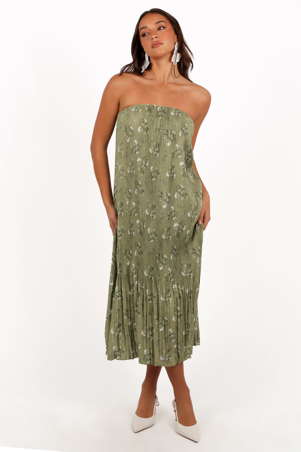 Collective Dress - Sylvie Strapless Midi Dress - Sage Botanica third image