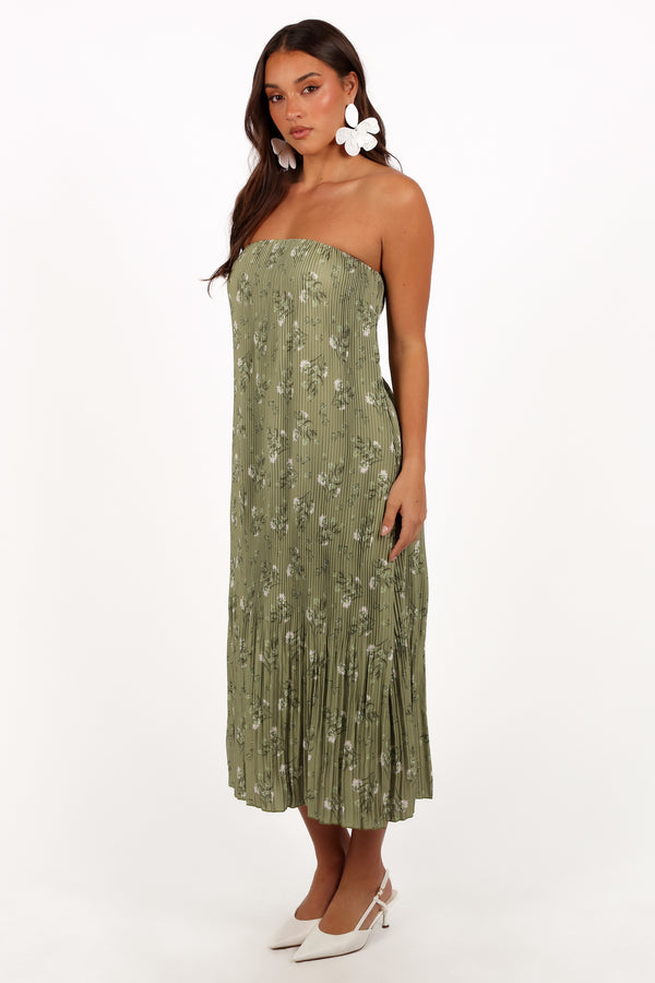 Sylvie Strapless Midi Dress - Sage Botanica