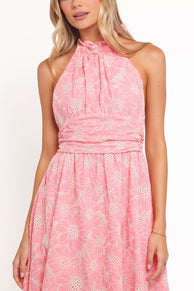 Taila Halterneck Midi Dress - Pink