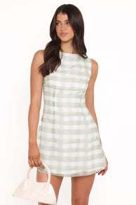 Tallin Mini Dress - Green Gingham