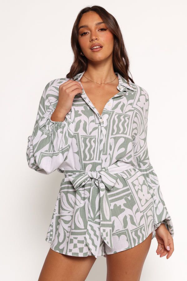 Tansy Playsuit - Sage Print