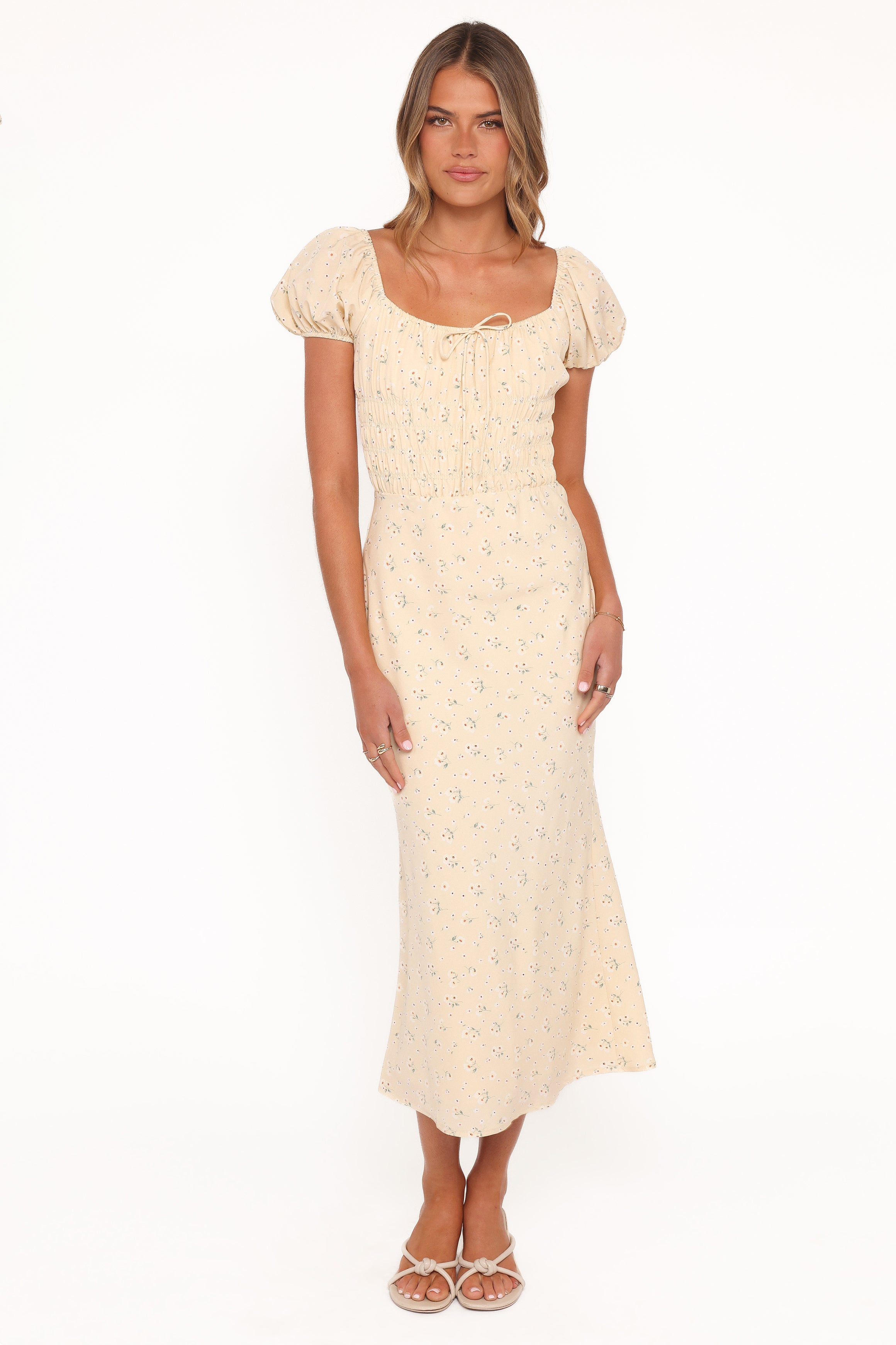 Teigan Midi Dress - Yellow Floral