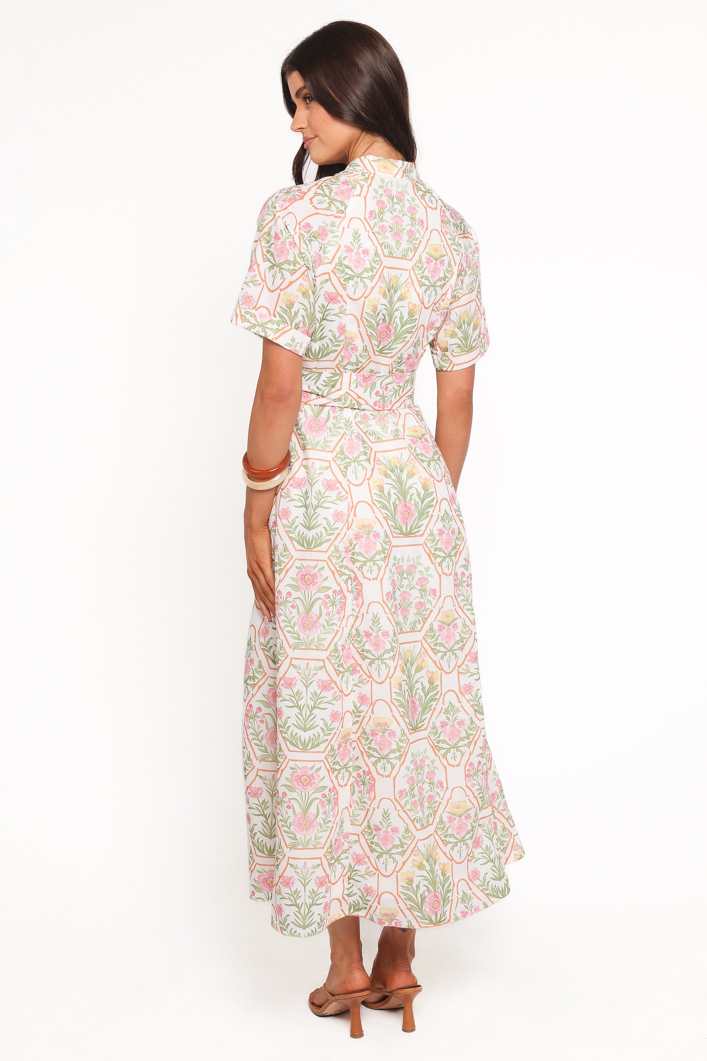 Thalira Short Sleeve Maxi Dress - Pink Floral