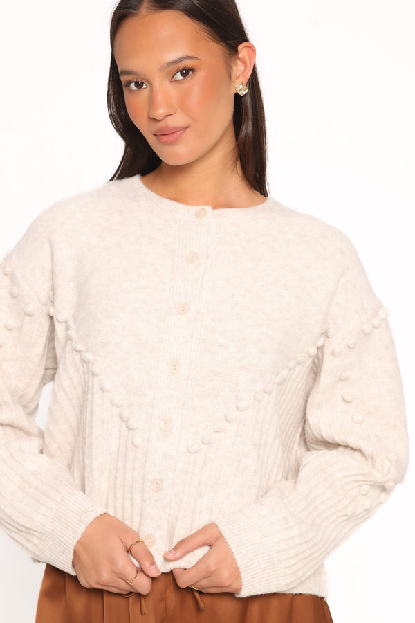 Tiziana Bobble Cardigan - Oatmeal