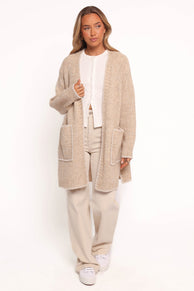 Trinette Contrast Pocket Cardigan - Tan