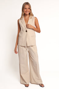 Trula Wide Leg Pant - Oatmeal